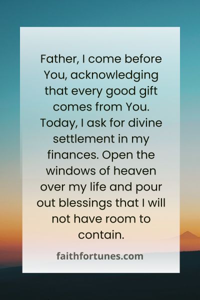 Prayers For Divine Settlement