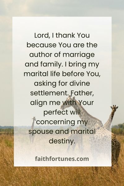 Prayers For Divine Settlement